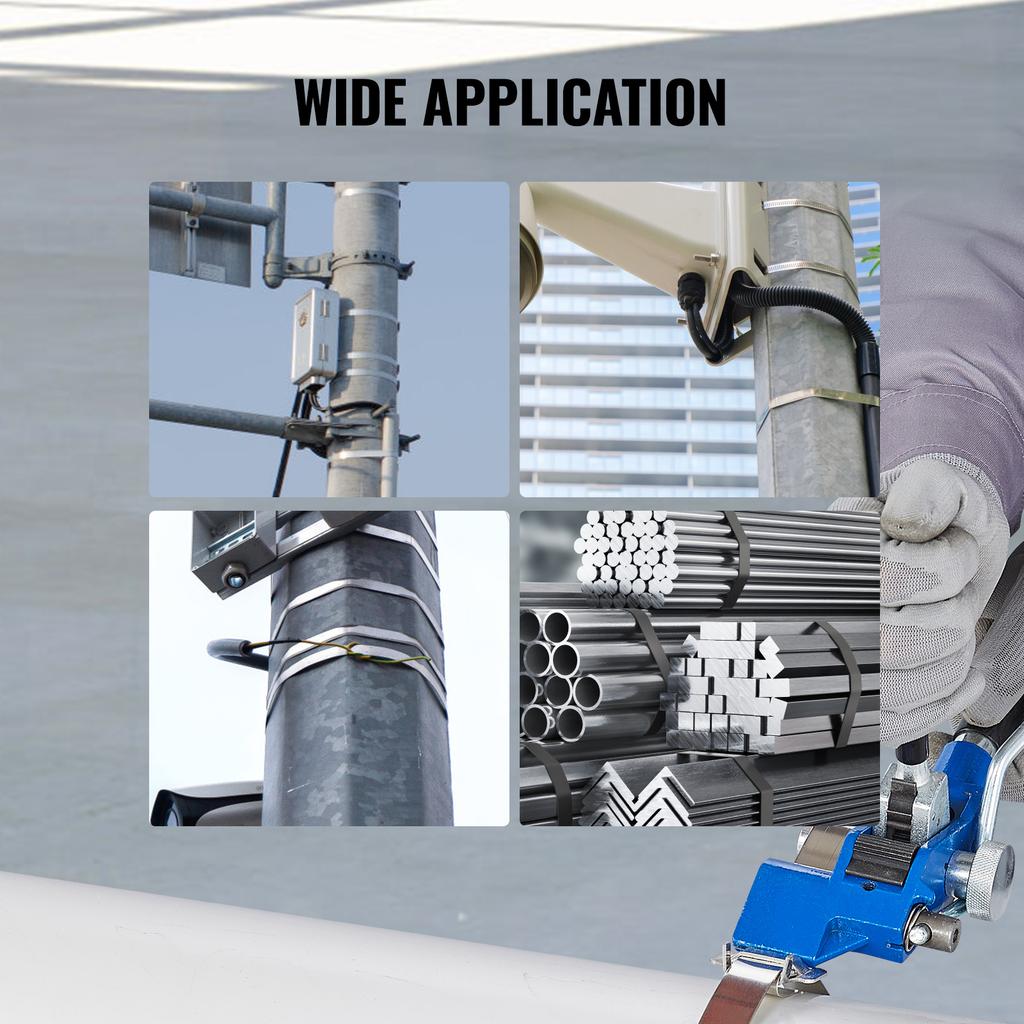 SucceBuy Pallet Banding Strapping Kit 100ft with Strapping Tensioner Packaging Tool 100 Metal Seals for Warehouses Packing