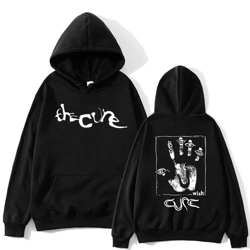 90S Rock Band The Cure Wish Print Hoodies Unisex Women Fashion Sweatshirt Harajuku Oversized Gothic Hip Hop Fleece Pullover Hoodie