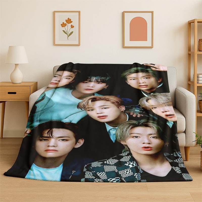 Kpop BBTS Fashion Group Звездное Фланелевое Одеяло Мягкое Теплое Плед для Спальни Гостиной Кровати Путешествий Кемпинга Пикника Подарок
