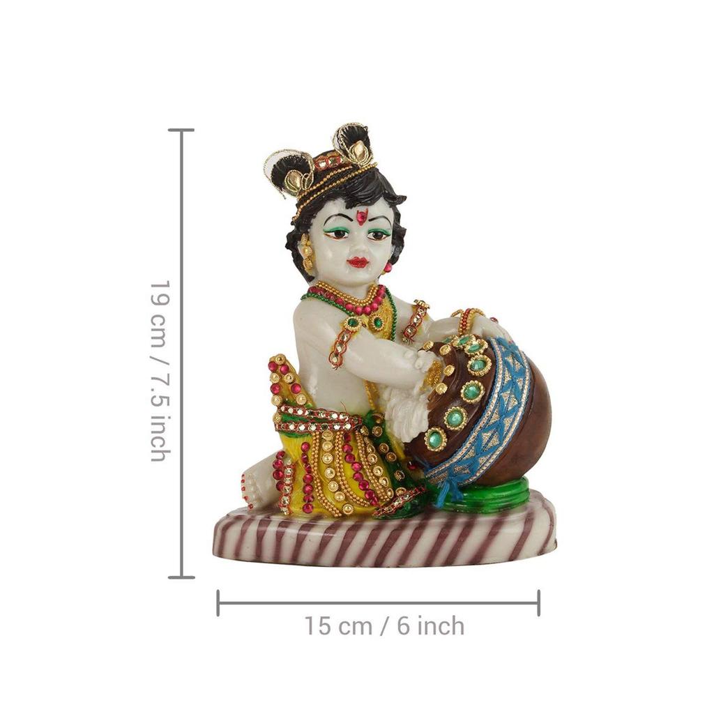 Lord Krishna Makhan Chor Idol Statue Figurine Showpiece (19 X 15 X 9 Cm) - Decoration Items for Home Decor Living Room