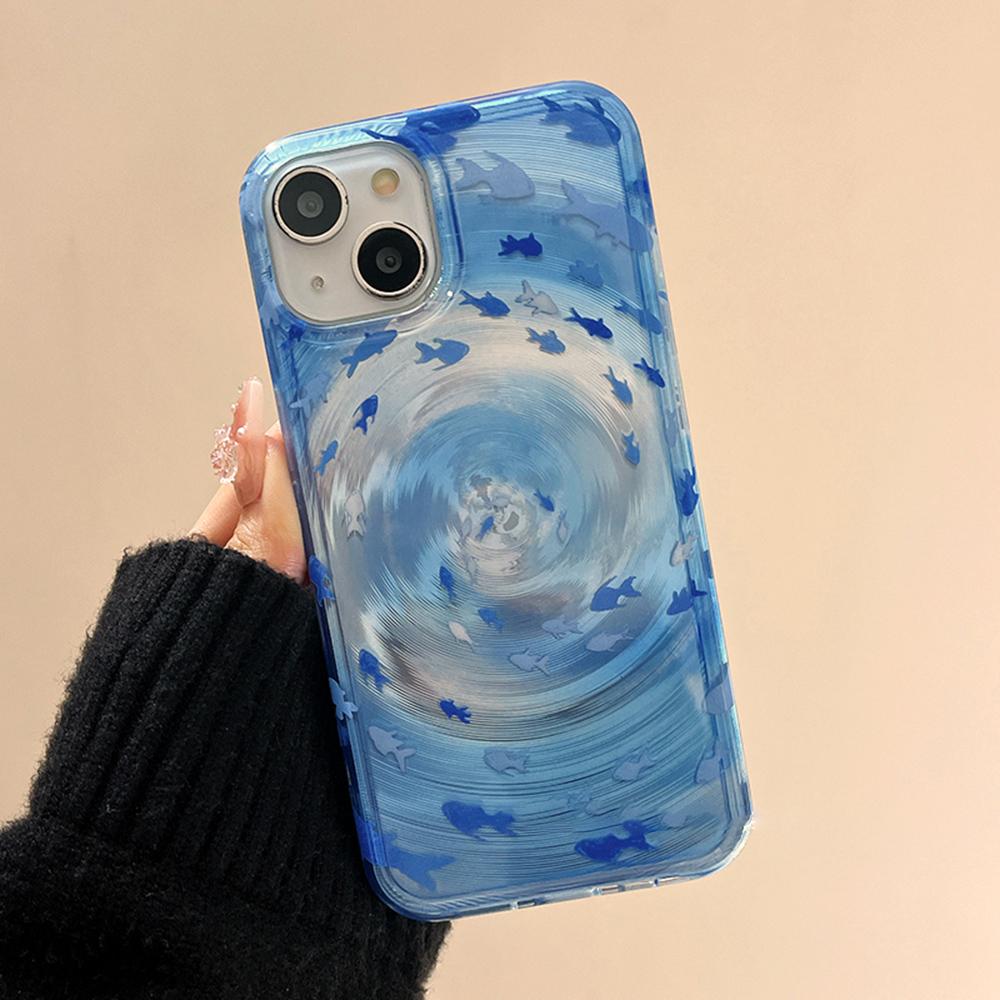 Лазерный вихревой чехол для телефона для iPhone 15 16 Pro Max 17 Air 14 11 13 12 13promax 15promax Рыба Мягкий Funda Защитная крышка