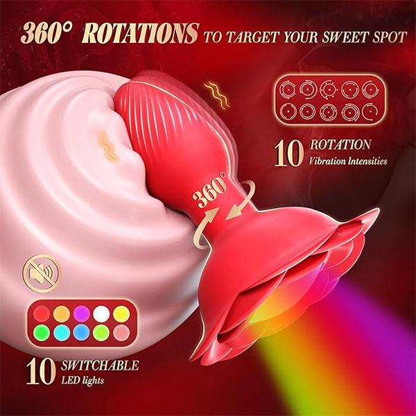 Секс-игрушки Rose Вибраторы, Вращение на 360° Игрушки для взрослых для женщин, Пульт дистанционного управления 10 режимов вращения и вибрации, Секс-игрушка для пар Массажер простаты