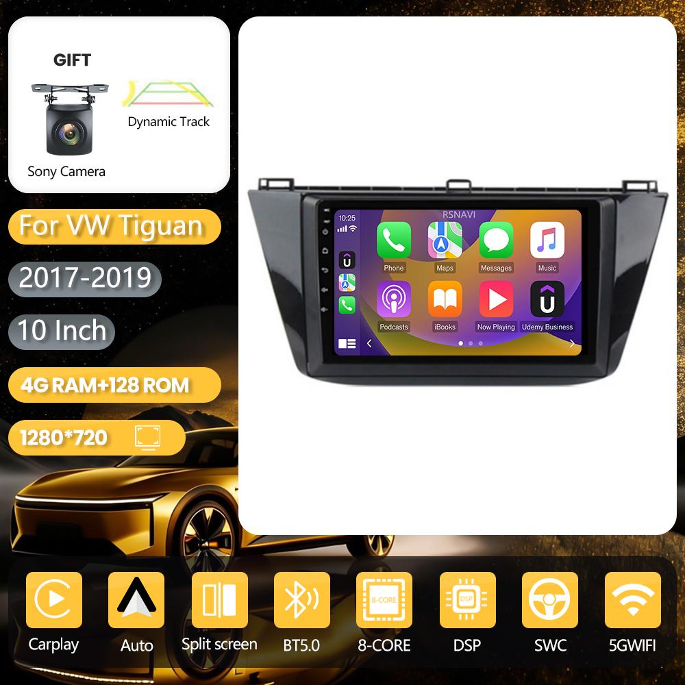 Autoradio multimédia Android 16 pour Volkswagen Tiguan 2 Mk 2016 2017 2018 2 din, écran 2K, Carplay Auto