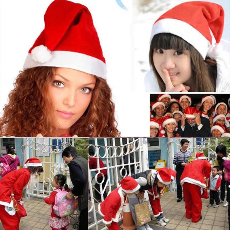 Christmas Hats Plush Soft Ultra Thick Warm Santa Claus Hat Thick Ultra Soft Plush Santa Claus Hat Festival Cap Cotton Velvet