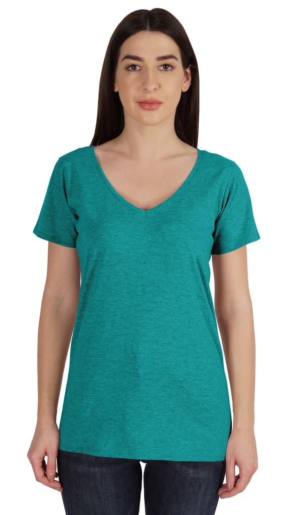 Inkmeso V Neck Basic Tee Classic Fit Short Sleeves Tshirt For Women Summer Cotton Tops