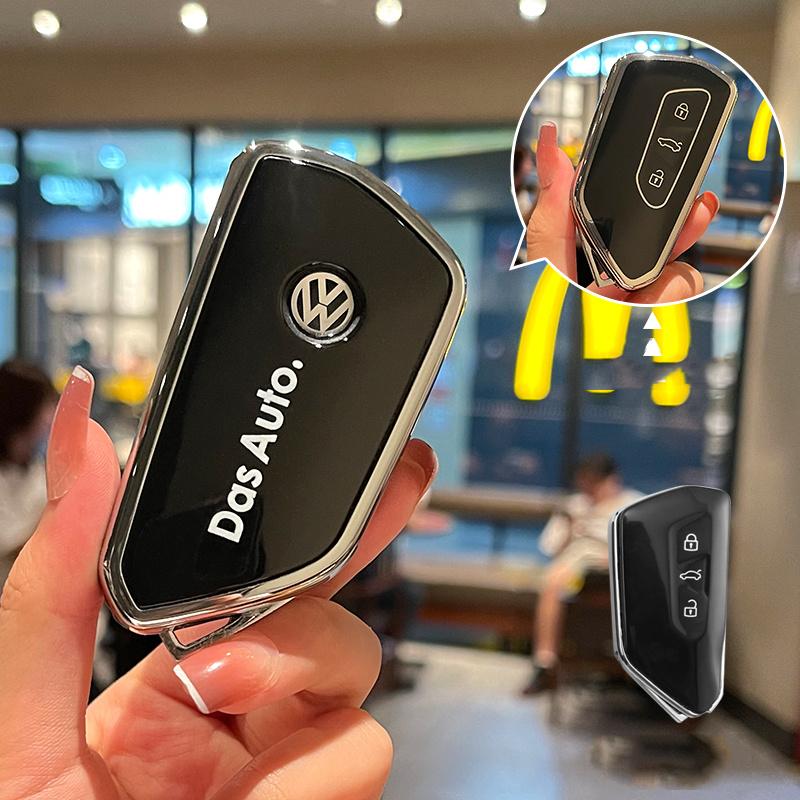 New 3 Buttons TPU Car Smart Remote Key ase Cover Protector Holder Shell For VW Volkswagen Golf 8 MK8 Leon Keychain Auto Acc