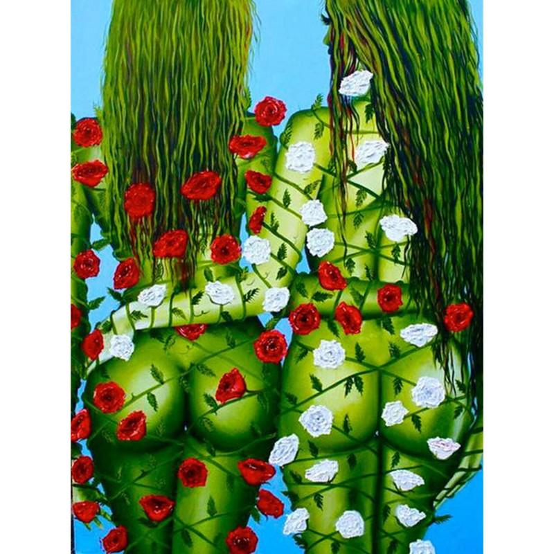 5d Diy Diamond Painting Nude Body Lover Body Art Flower Full Mosaic Embroidery Round Rhinestone Cross Stitch Home Decoration
