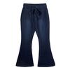 Fashion Ladys High Waisted Lacing Stretch Wide Leg Jeans Bell-Bottomed Pants
