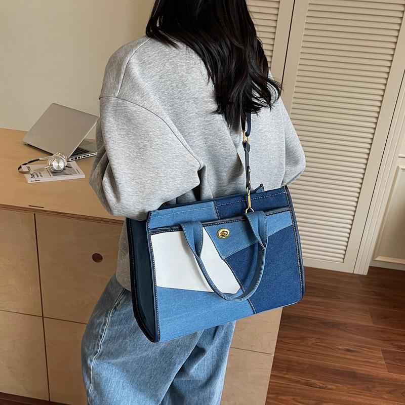 Patchwork Handbag Women's Contrast Color Stitching Shoulder Crossbody Bag Commuter Tote Bag