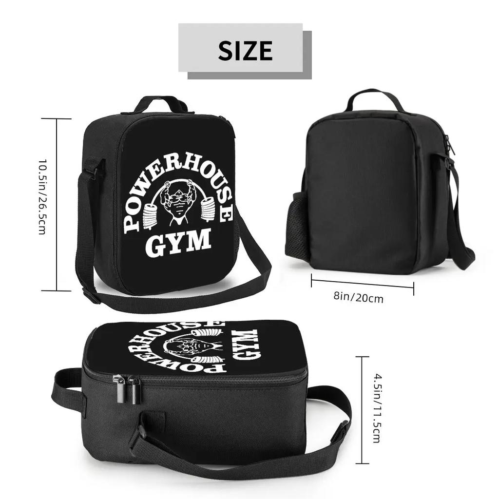 Белая изолированная сумка-тоут Powerhouse Gym для женщин, фитнеса, наращивания мышечной массы, многоразовый охладитель, термоконтейнер для еды, бенто-бокс для школы