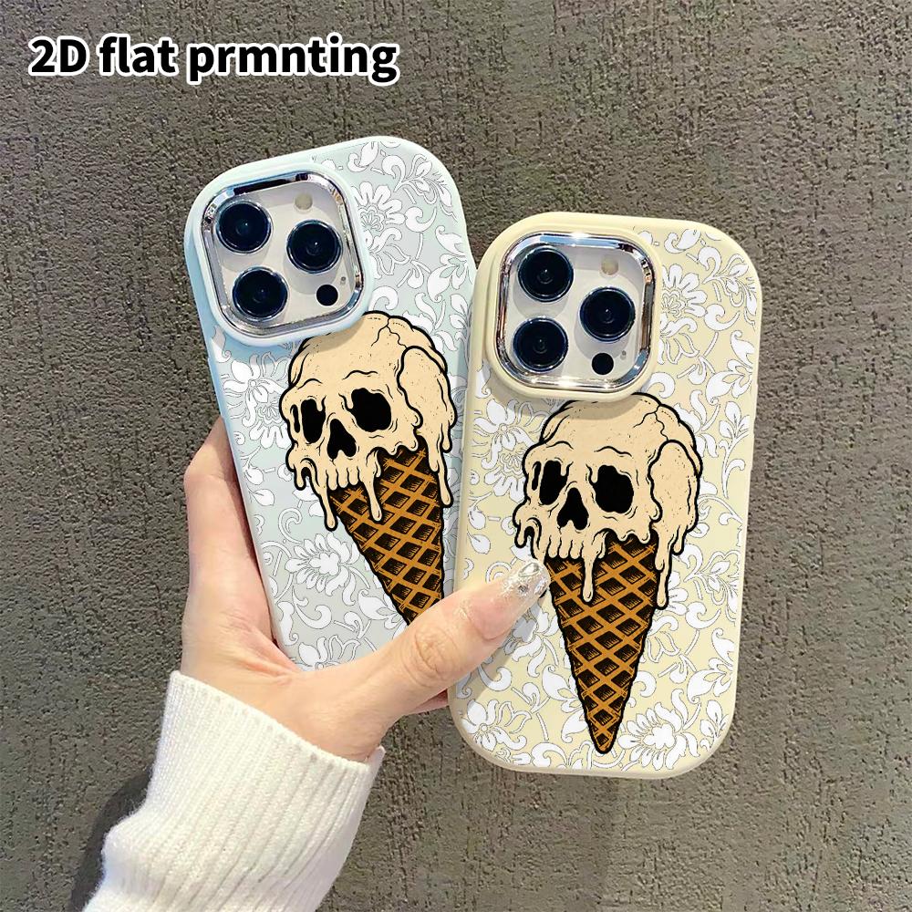 Phone Case: 2D flat design fits iPhone 18 17 16 15 14 13 Pro, couple style, ice cream cone, Christmas and Halloween gifts