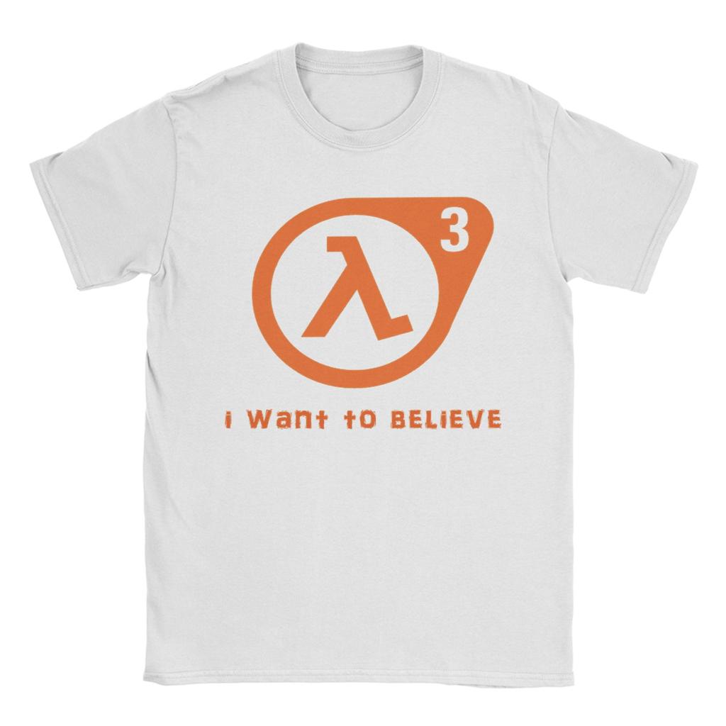 Креативные футболки Half Life I want to believe для унисекс с круглым вырезом, хлопковые, с коротким рукавом. Идея для подарка. Топы