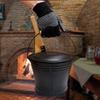 Ash Bucket with Lid Dustpan Broom and Gloves Iron Accessories Metal Can Complete