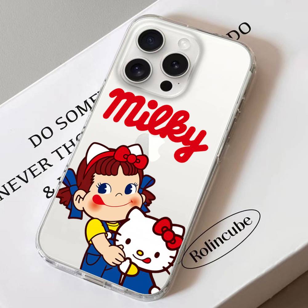 Чехол для телефона Fujiya Milky Peko Chan Для IPhone 17 16 15 11 14 12 13 16 Pro Max X XR XS Max Plus Прозрачный Мягкий Чехол