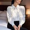 Белая рубашка с длинными рукавами, женская весенняя универсальная рубашка с рукавами-фонариками