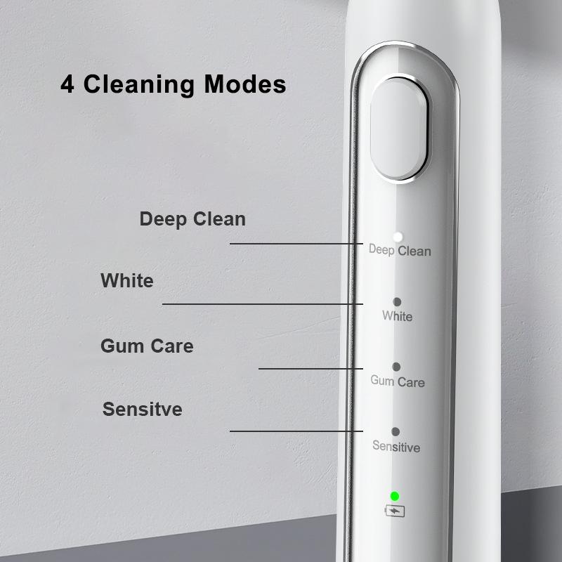 Ultrasonic Electric Toothbrush USB Rechargeable for Adults Sonic Toothbrush Smart Timer with 2 Replacement Heads IPX7 Waterproof