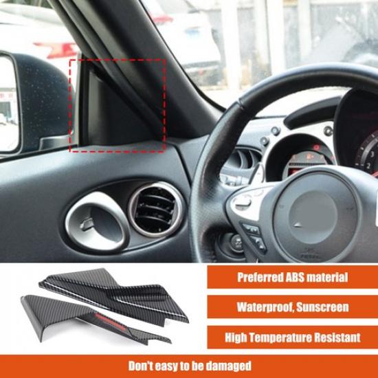Carbon Fiber ABS Interior Door A-Pillar Cover trim For Nissan 370Z Z34 09-20
