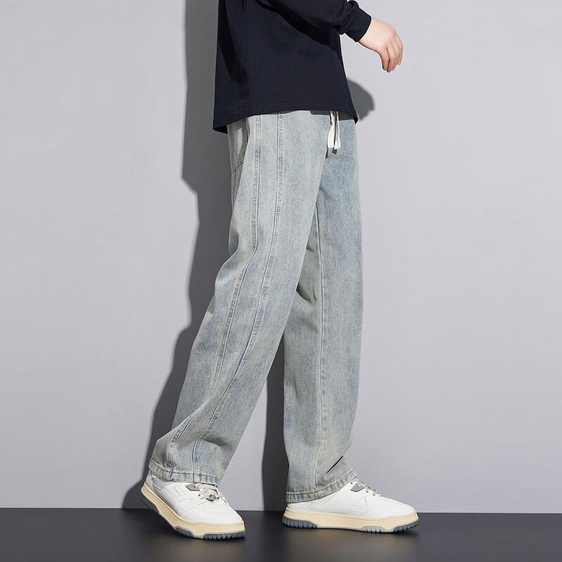 paul frank Мужские винтажные выстиранные джинсы свободного прямого кроя