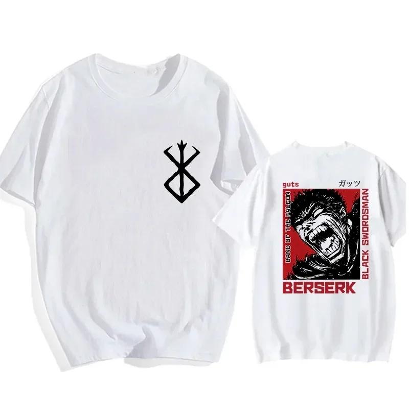 Футболка больших размеров с японским аниме Harajuku Berserk Guts Eyes Print Funny, графическая футболка, уличная футболка Manga, топ, футболки в стиле хип-хоп