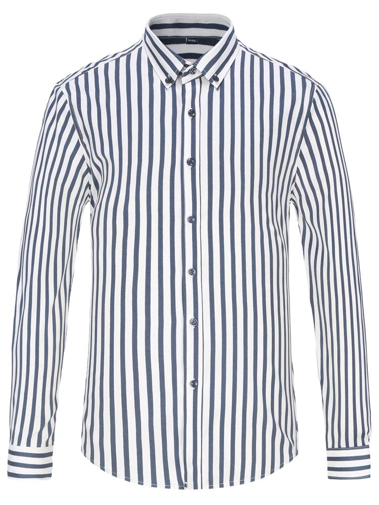 Мужская классическая рубашка в полоску с цветными блоками на весну и лето без карманов, легкие рубашки на пуговицах с длинными рукавами, устойчивые к морщинам