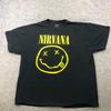 Футболка Nirvana Мужская 2XL Черная Короткий рукав Лицо-смайлик Графика Рок-группа Концерт