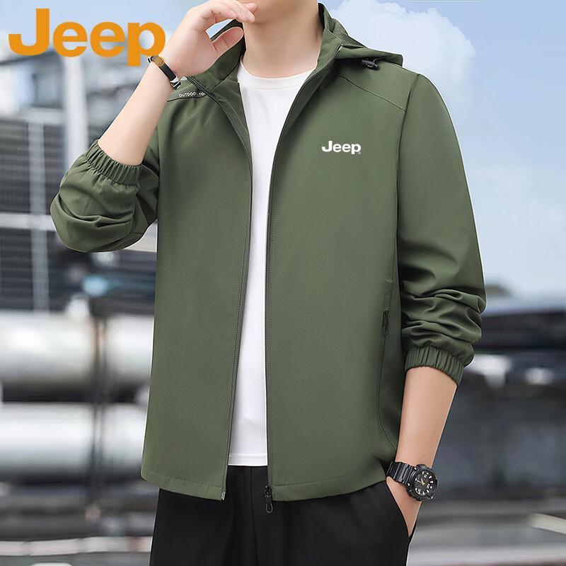 JEEP Men's Spring and Autumn Hooded Windbreaker Jacket