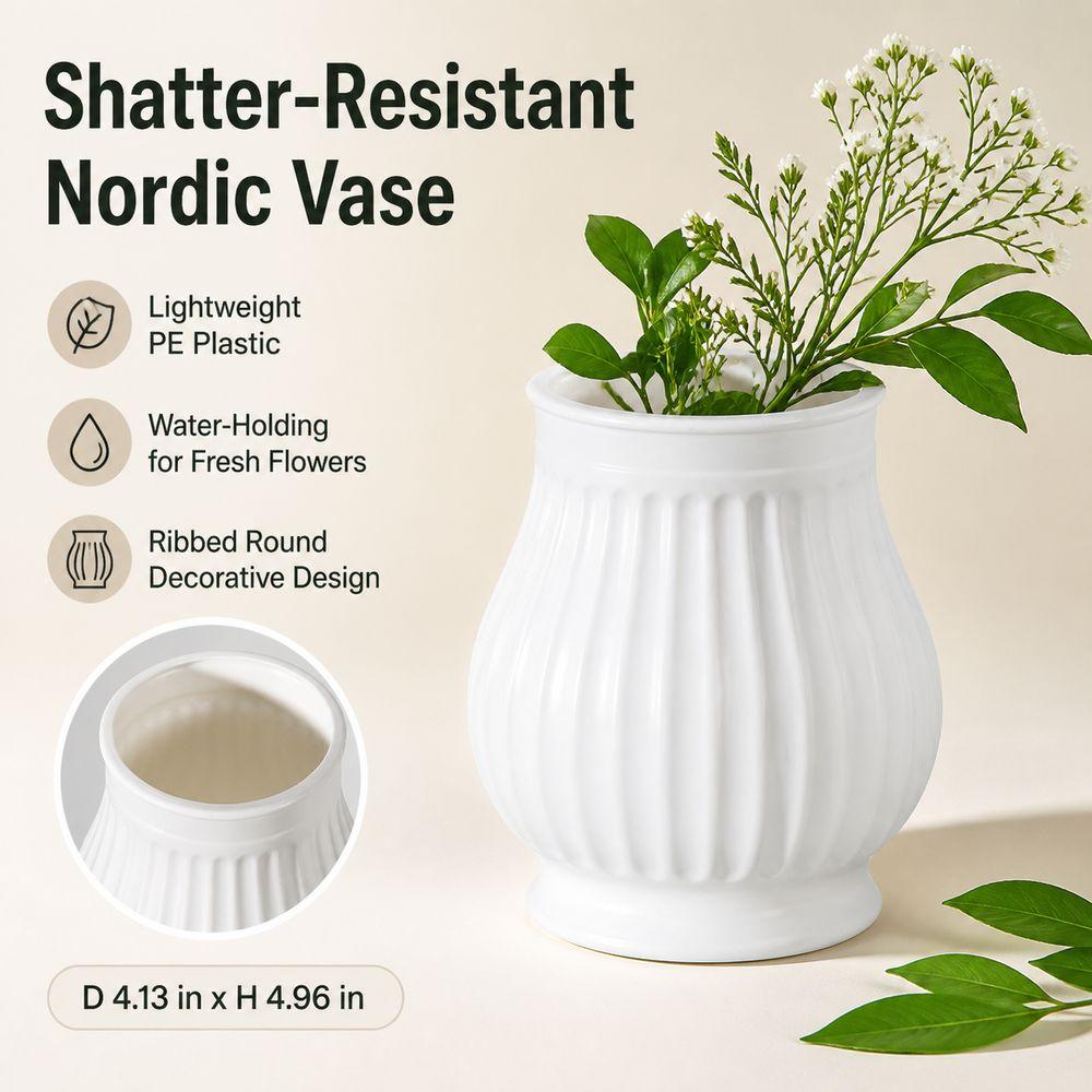 Shatter Resistant Tabletop Flower Vase Water Holding Decorative Flower Vase Tabletop Decor