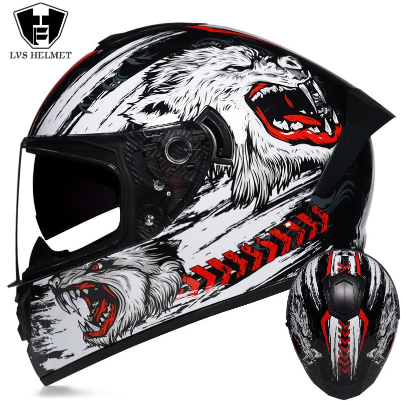 New Motorcycle Helmet Full Face Double Lens Racing Off-road Helmets Capacetes Men Cascos Para Moto DOT Approved Four Season