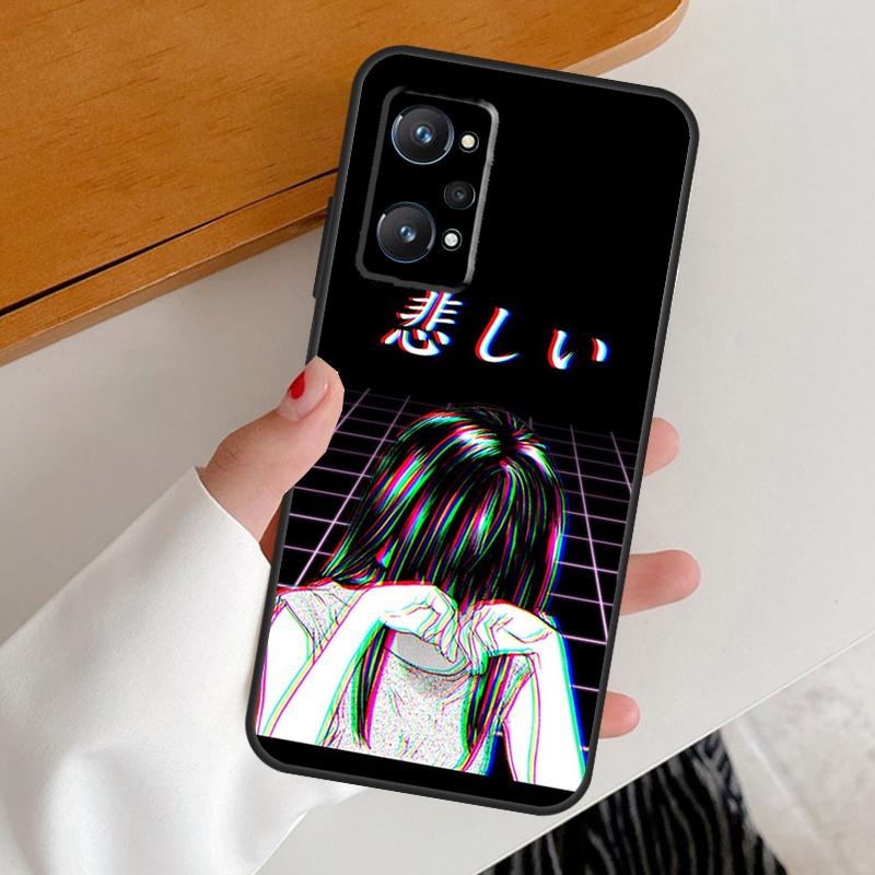 Грустная Девушка Японское Аниме Для Realme 14 10 11 12 13 Pro Plus GT6 GT7 15 Pro C65 C67 C63 C61 C55 C51 C53 C35 C75 Чехол