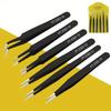 6pcs Anti-static ESD Stainless Steel Tweezers Maintenance Tools Industrial Precision Curved Straight Repair