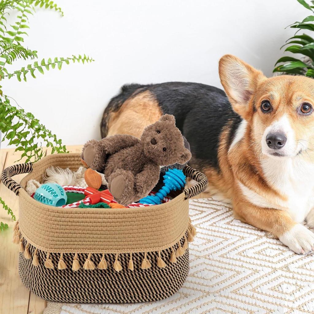 Плетеная корзина для хранения кисточки ручки корзина для хранения хлопок тканый корзина для игрушек для шкафа прачечной ванной комнаты спальни