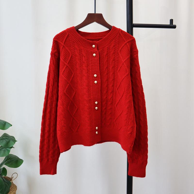 Ретро твист нежный ветер вязаный кардиган осень и зима новый дизайн чувство свободный мягкий восковой свитер куртка женская