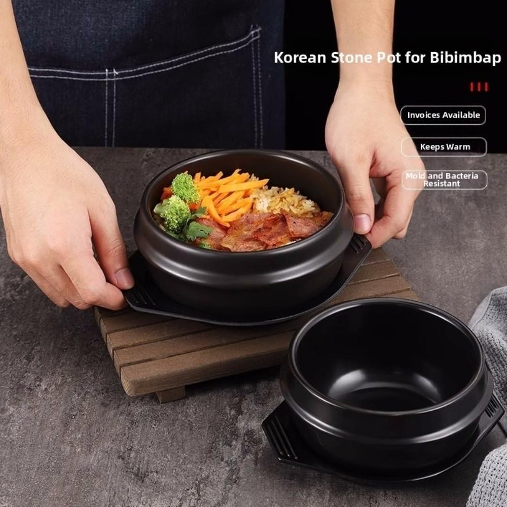 with Tray Korean Stone Pot Thickened Cooking Soup Pot Durable Mixed Rice Stone Pot Commercial Use