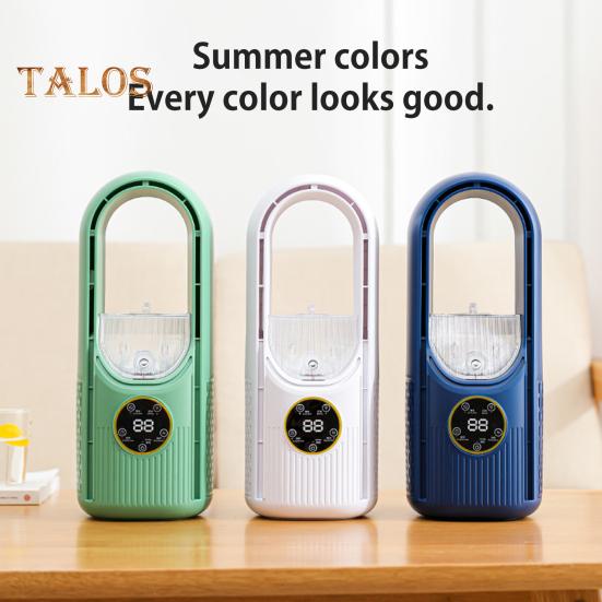 Безлопастной настольный вентилятор с 6 скоростными режимами, мощный воздушный поток, компактный дизайн, портативный перезаряжаемый, тихий охлаждающий вентилятор-распылитель