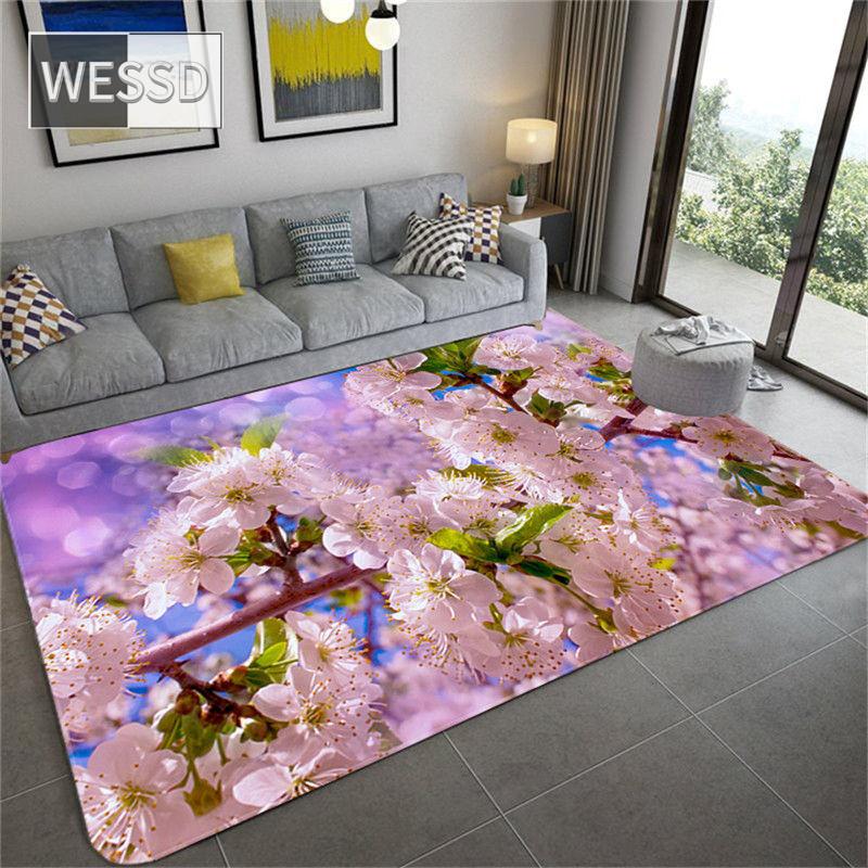 Скандинавский ковер с цветочным узором вишни большого размера для гостиной, водопоглощающий ковер для ванной, напольный коврик, коврик с розовым цветком