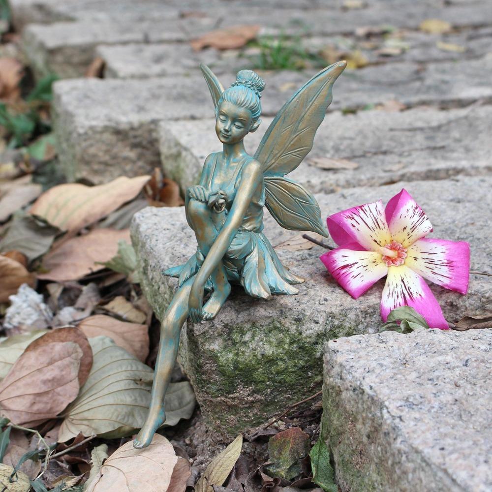Изделия из смолы Сидящая фея цветов Фигурка Ретро Скульптура феи для подарка друзьям
