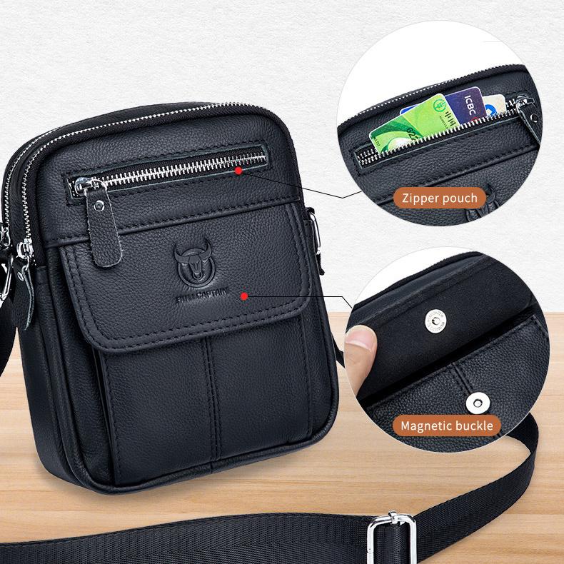 BULLCAPTAIN Мужская сумка-мессенджер из натуральной кожи, винтажная сумка из коровьей кожи, мужская повседневная многофункциональная маленькая сумка через плечо, модная