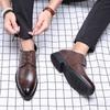 2025 Spring Men's Shoes Business Dress Leather Shoes British Trendy Men's Pointed Head Lace-up Casual Shoes