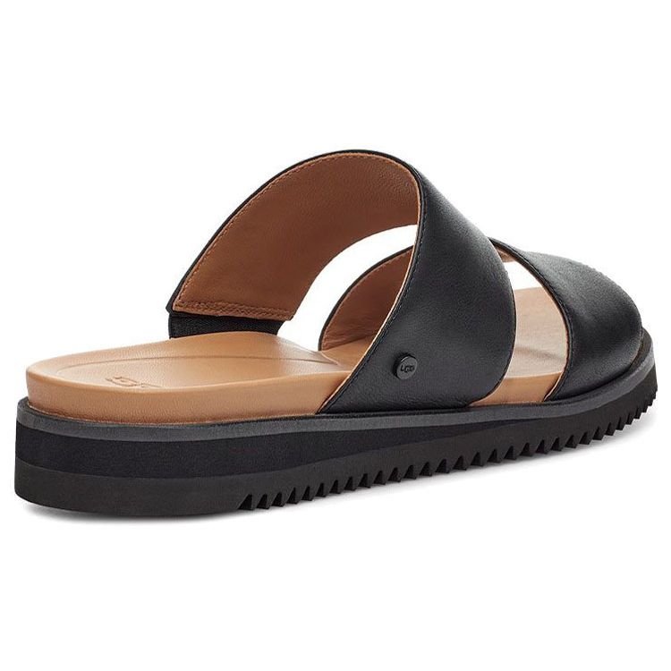 UGG Zyle Slide Удобные мягкие сандалии на плоской подошве с одним ремешком, модные женские сандалии, черные 1116371-BLK