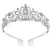 Bridal Hair Accessories Princess Rhinestone Crown with Combs Crystal Headband Silver Tiara Crown