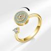 Adjustable Rotating Evil Eye Ring Anti-Anxiety Spinner Cubic Zirconia Gold