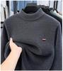 Men's Fleece-Lined Knit Sweater with Half-High Collar and Integrated Fleece Inner Warm Top 