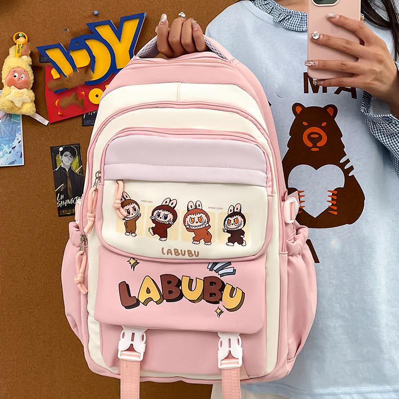 School Bag Backpack Student Labubu Backpack, Cute School Bag, Large Capacity, Light Weight, Children's Backpack