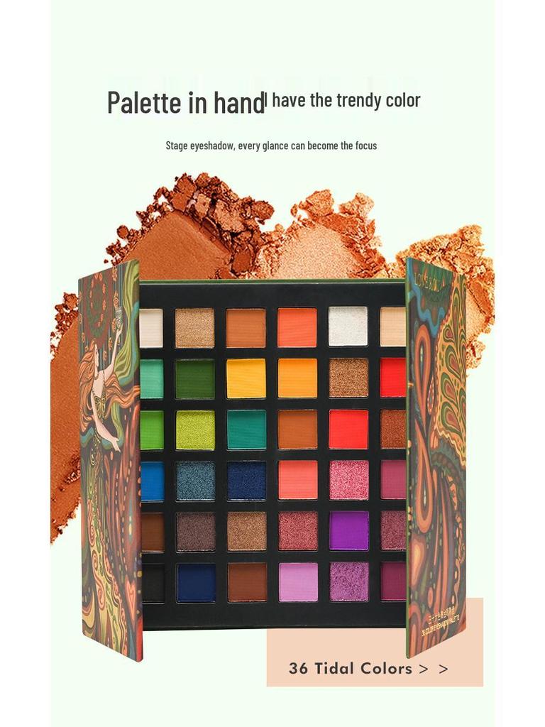 HDKT TikTok Hot 36-Color All-in-One Eyeshadow Palette: Shimmer, Highlight, Matte, Smoky Finishes, European & American Style.