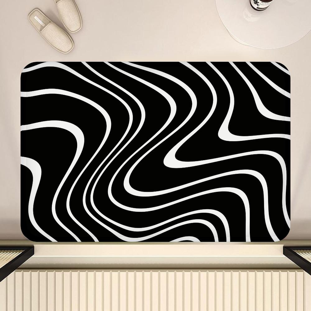 Zebra-stripe Floor Mat Bathroom Mat Kids Room Bedroom Decoration Balcony Anti-Slip Doormat Living Room Bedside Area Rugs
