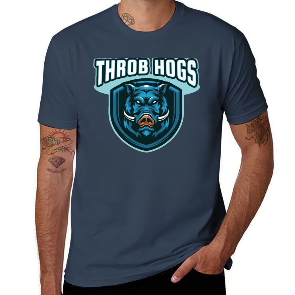 East Crofton Throb Hogs Tshirt Basic Solid Color Short Sleeve Cotton Top
