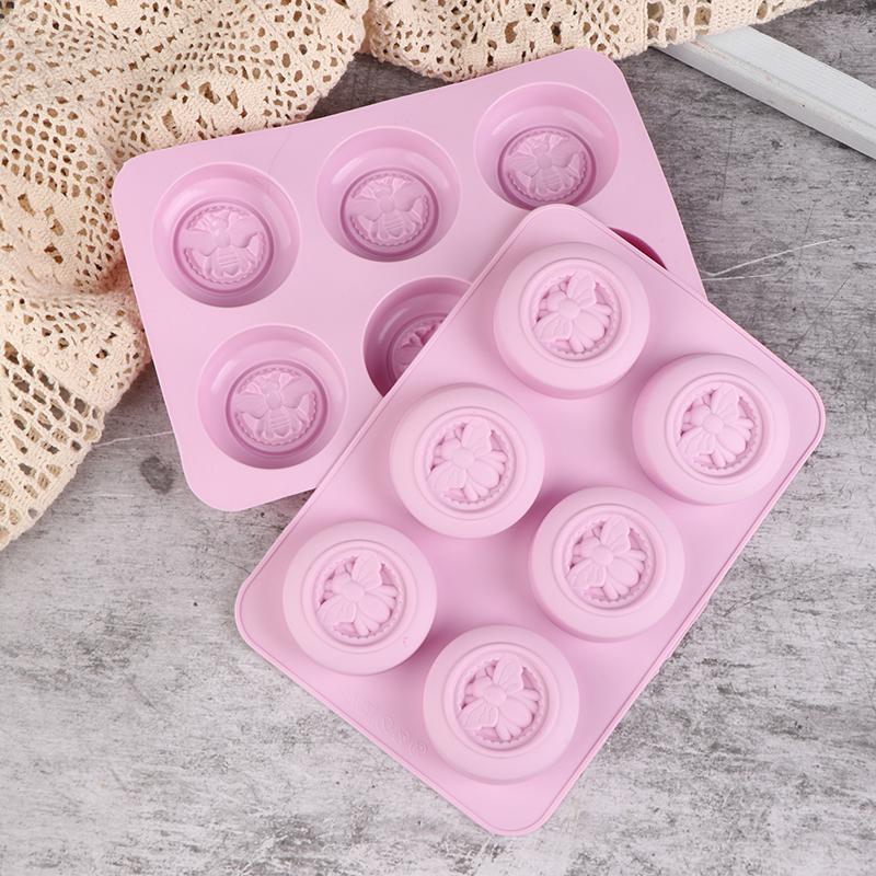 6 отверстий, круглые пчелы, силиконовые формы, сделай сам, ручная работа, ароматизированное мыло, ароматизированная свеча, форма для шоколадного мусса