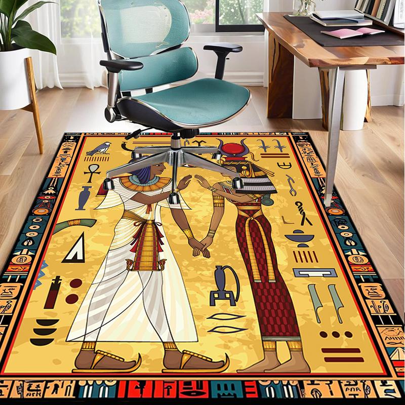 Ancient Egyptian Hieroglyphics Office Rug Chair Mat, Entryway Carpet, Suitable for Front Door, Bedroom, Living Room, Desk, Holiday Gift