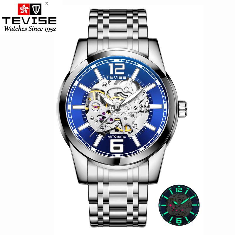 TEVISE Mechanical Watch Men Skeleton Watch Fashion Business Automatic Watch Luminous Waterproof Wristwatch for Men