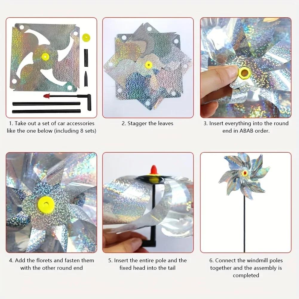 Reflective Bird Repeller Pinwheel - Scarecrow Spinner for Garden, Lawn & Yard, Deters Birds with Sparkly Decoration (1pc)